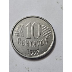 Moeda Brasil Real 10 centavos 1997 data vazada