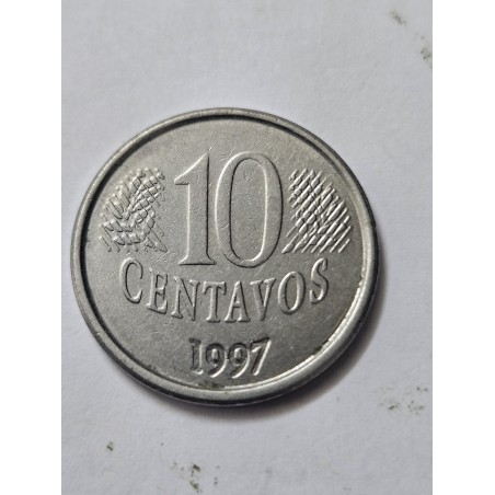 Moeda Brasil Real 10 centavos 1997 data vazada
