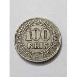 Moeda Brasil Império 100 réis 1885 cuproniquel