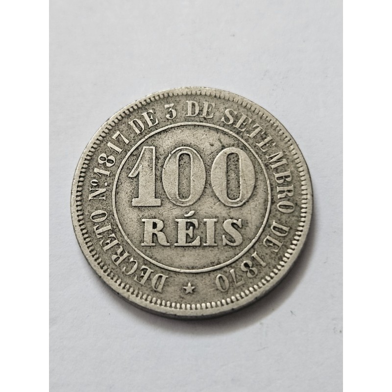 Moeda Brasil Império 100 réis 1885 cuproniquel