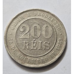 Moeda Brasil republica 200 réis 1889 MBC-S