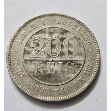 Moeda Brasil republica 200 réis 1889 MBC-S