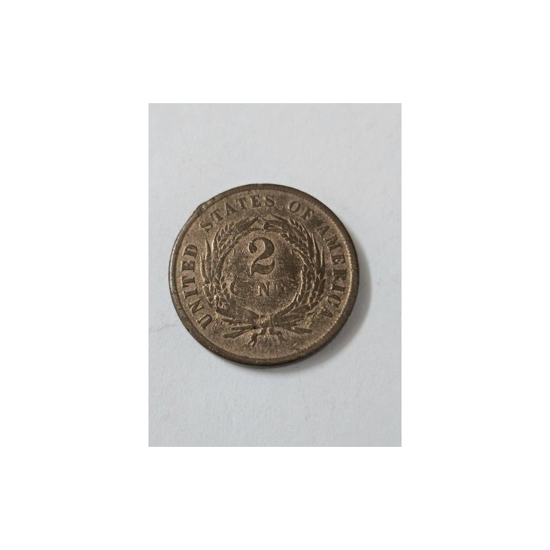 Moeda dos Estados Unidos 2 cents  1864 escassa KM 94 - Union Shield