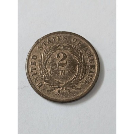 Moeda dos Estados Unidos 2 cents  1864 escassa KM 94 - Union Shield