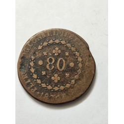 Moeda Brasil império 80 reis 1830 Rio