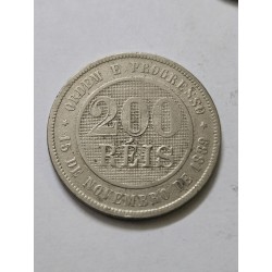Moeda Brasil república 200 réis 1900 data escassa