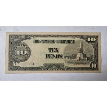 Cédula das Filipinas 10 pesos Ocupação Japonesa Soberba