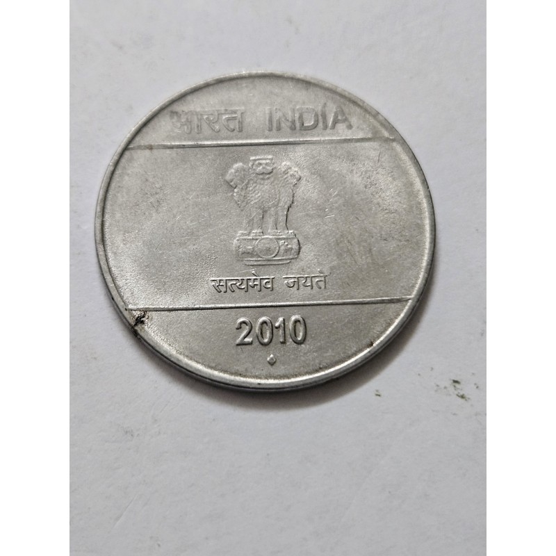 Moeda Índia 2 Rupees 2010 - Mão da Vitória (Peace Sign) - Aço Inoxidável