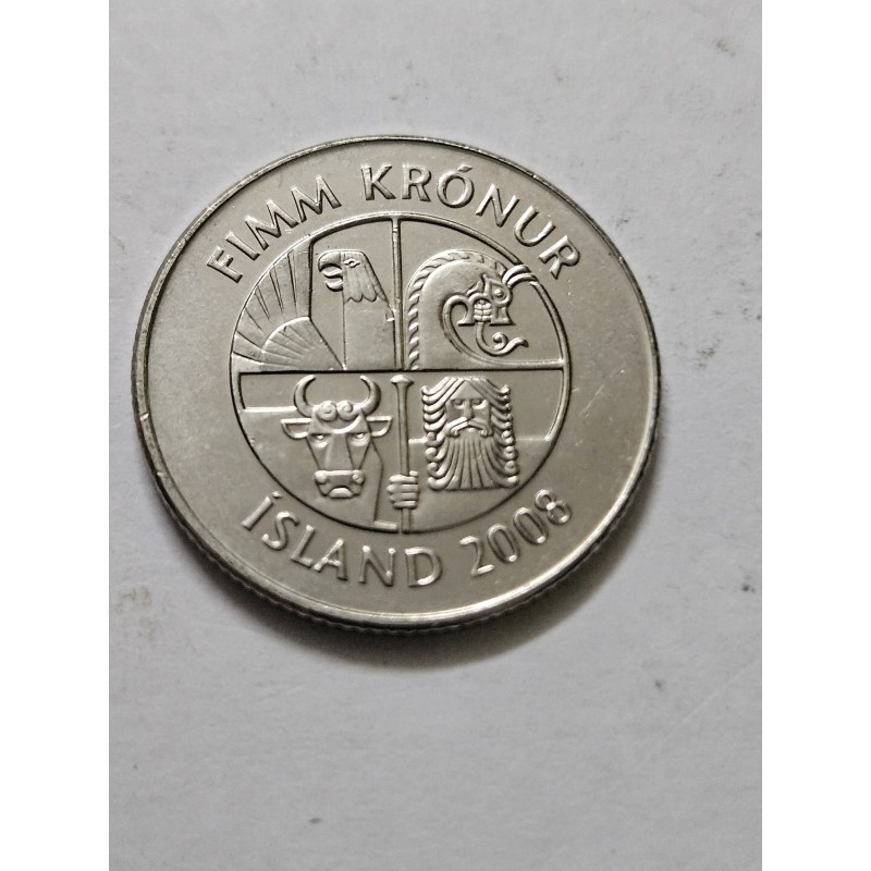 Moeda da Islandia 5 coroas 2008