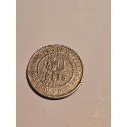 Moeda Brasil império 50 reis 1887 cuproniquel