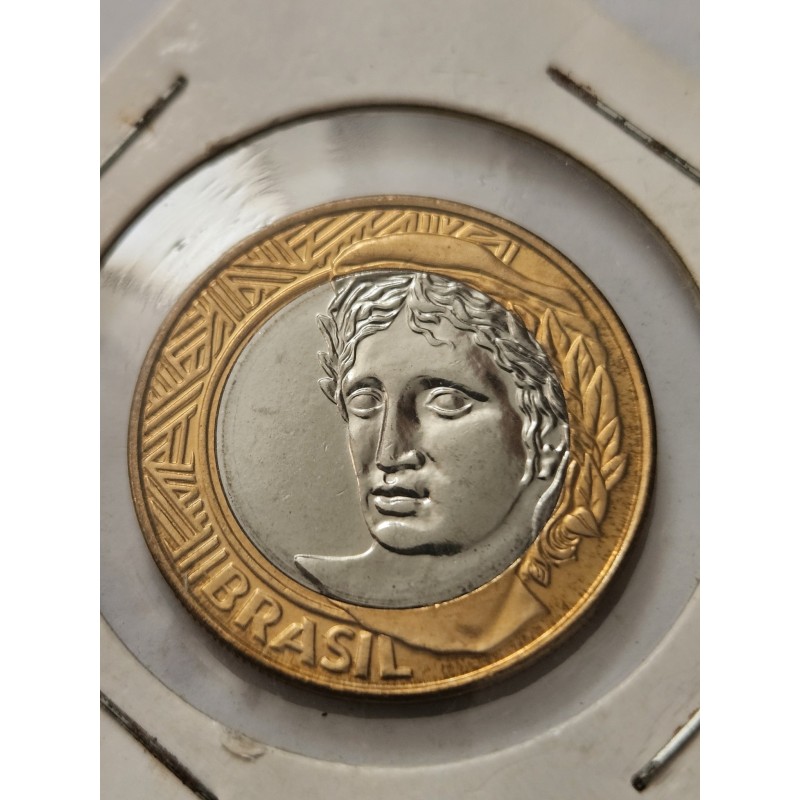 Moeda Brasil 1 real 2002 Flor de Cunho