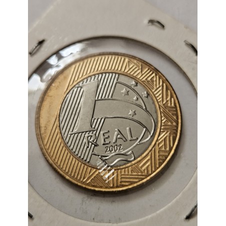 Moeda Brasil 1 real 2002 Flor de Cunho