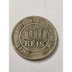 Moeda Brasil 100 réis 1887 império mbc