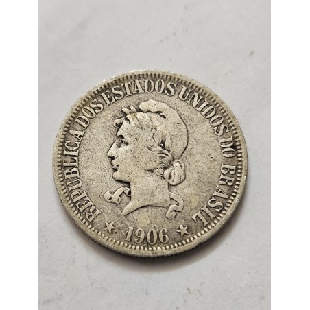 Moeda Brasil republica 1000 réis 1906 prata X gramas MBC