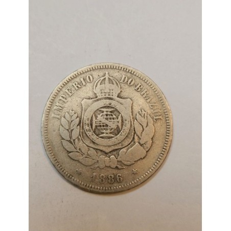 Moeda Brasil império 200 réis 1886 data escassa