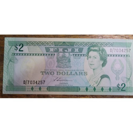 Cédula das Ilhas Fiji 2 dolares Rainha Elizabeth II FE
