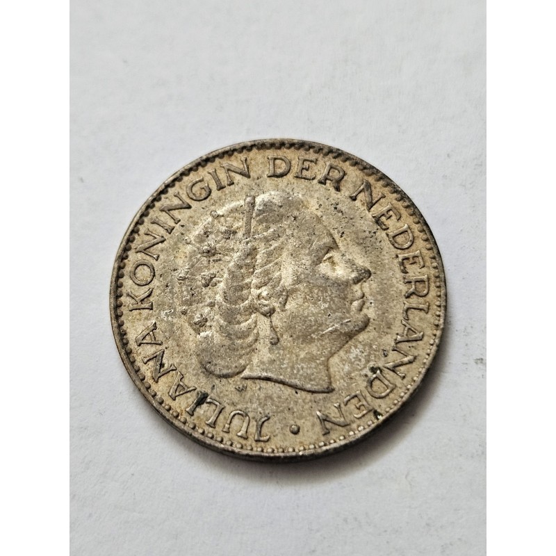 Moeda da Holanda 1 gulden 1957 prata Rainha Juliana