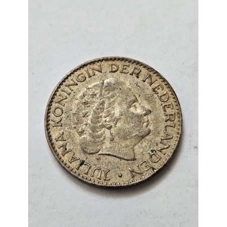 Moeda da Holanda 1 gulden 1957 prata Rainha Juliana