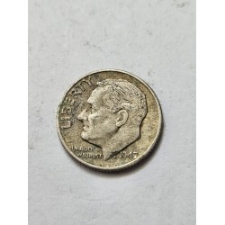 Moeda dos Estados Unidos 1 dime 1947 prata