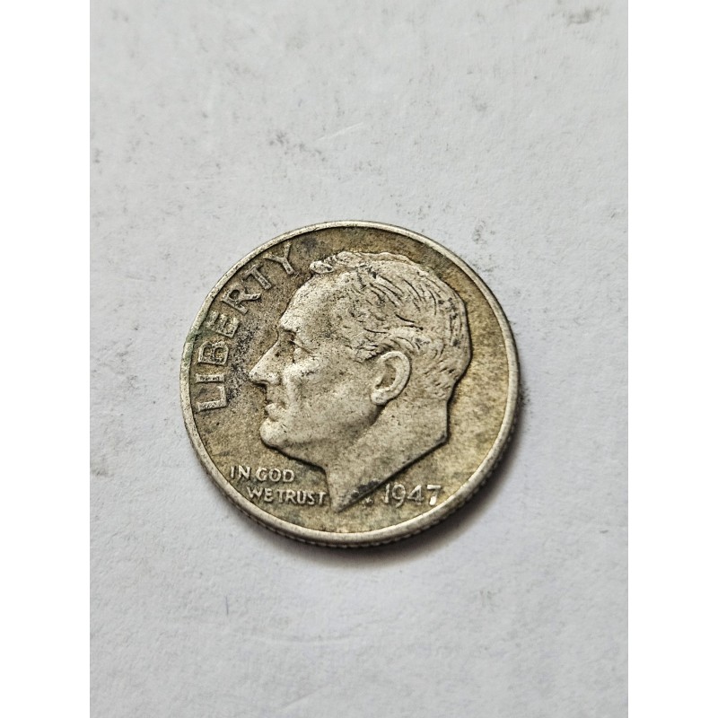 Moeda dos Estados Unidos 1 dime 1947 prata