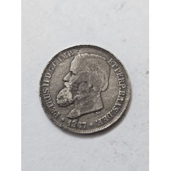 Moeda Brasil 200 réis 1867 prata Terceiro Sistema MBC