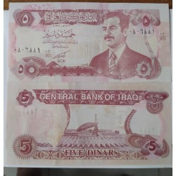 Cédula do Iraque 5 dinars Saddan Hussain FE