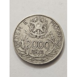 Moeda Brasil Republica 2000 réis 1913 Estrelas Ligadas MBC-S