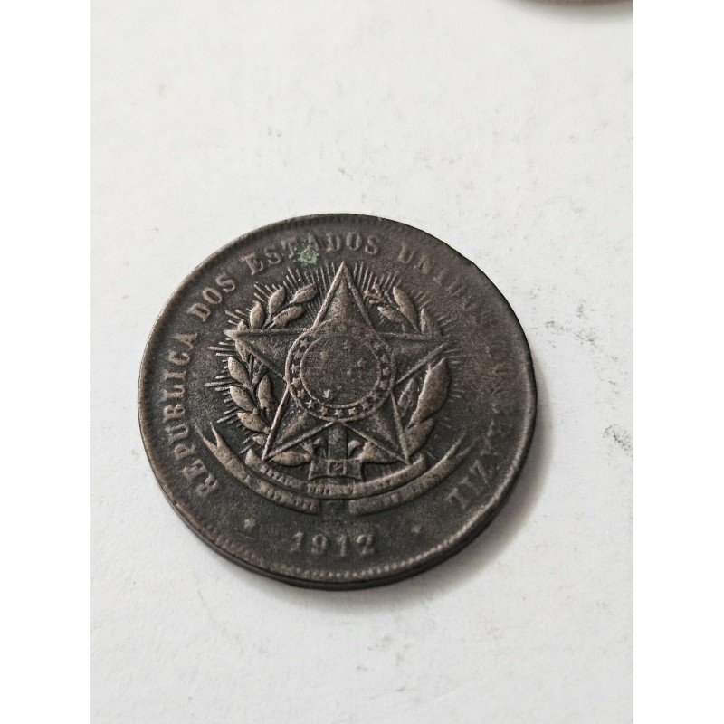 Moeda brasil 20 réis 1912 vintém bronze MBC data dificil
