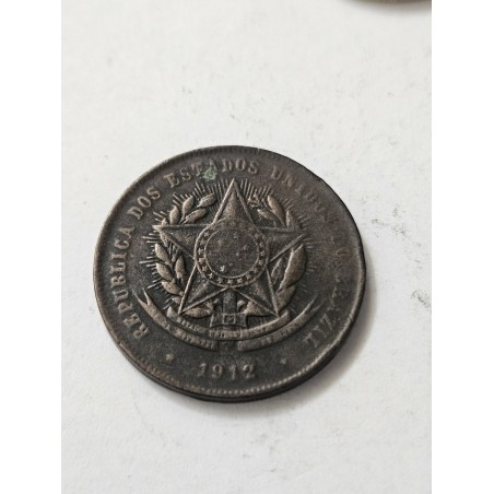 Moeda brasil 20 réis 1912 vintém bronze MBC data dificil