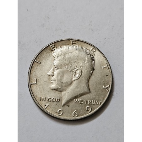 Moeda dos Estados Unidos Half Dollar Kennedy 1969 prata