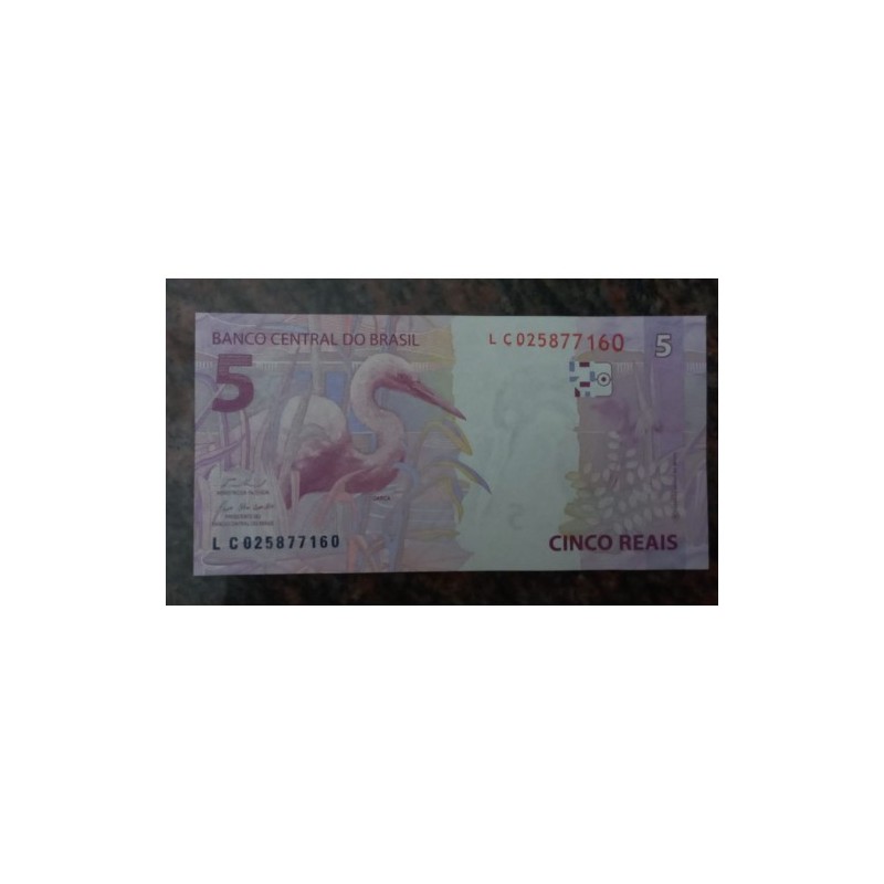 Cédula Brasil 5 reais letras LC FE