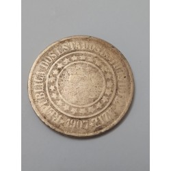 Moeda Brasil república 40 réis 1907 bronze MBC