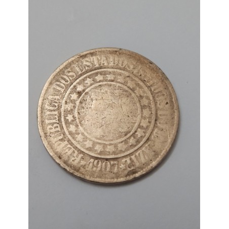 Moeda Brasil república 40 réis 1907 bronze MBC