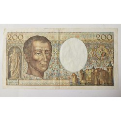 Venda de cédula de 200 francos franceses de 1985. Com a imagem de Montesquieu, item histórico para colecionadores de cédulas da