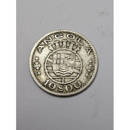 Moeda de Angola 10 escudos 1955 prata