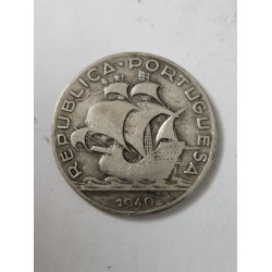 Moeda de Portugal 5 escudos 1940 prata