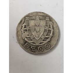 Moeda de Portugal 5 escudos 1940 prata