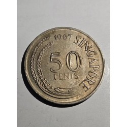 Moeda de Cingapura 50 cents 1967