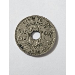 Moeda da Belgica 25 centimes 1918