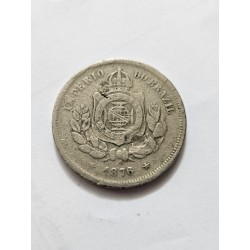 Moeda Brasil Império 100 reis 1876 data escassa MBC