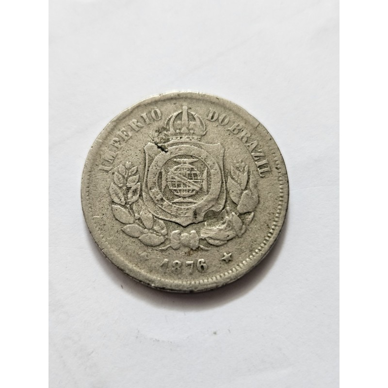 Moeda Brasil Império 100 reis 1876 data escassa MBC
