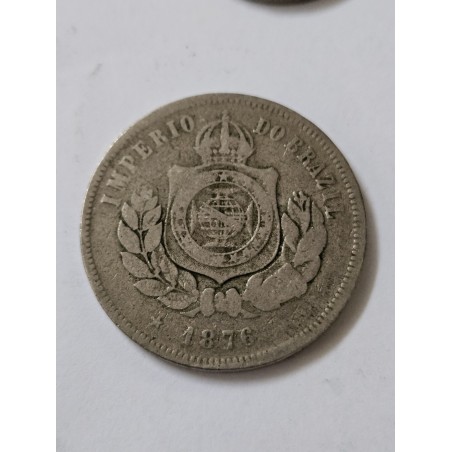 Moeda Brasil Império 200 réis 1876 data dificil MBC