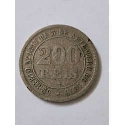 Moeda Brasil Império 200 réis 1876 data dificil MBC