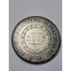 Moeda Brasil 2000 réis 1853 império Soberba-FC Linda Patina