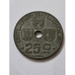 Moeda da Belgica 25 centimes 1944