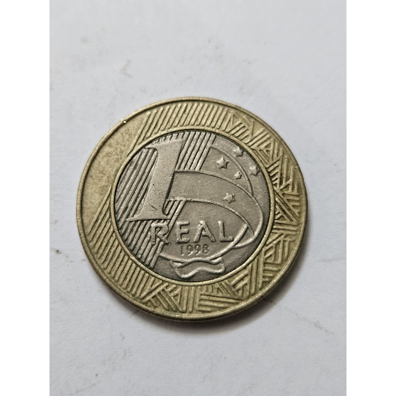 Moeda Brasil 1 real 1998 Defeito Sobra no rosto