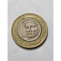 Moeda Brasil 1 real 1998 Defeito Sobra no rosto