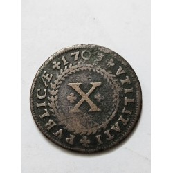 Moeda de Portugal X reis 1703 Pedro II KM17