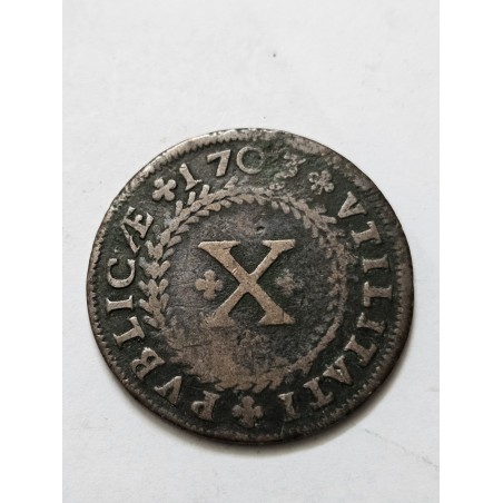 Moeda de Portugal X reis 1703 Pedro II KM17