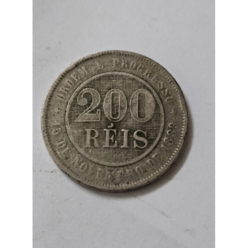 Moeda brasil Republica 200 réis 1899 MBC